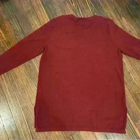 Mudpie Sweater Women's Sz L Crew Side Vents Hem Neck Knitted Pullover Maroon Red - Picture 2 of 6